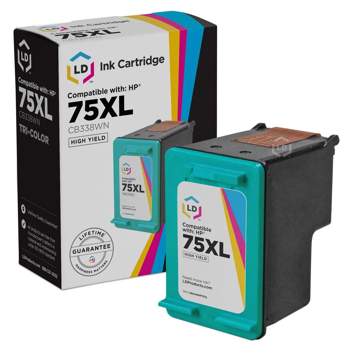 LD Products LD Products Remanufactured Ink Cartridge HP 75XL CB338WN High Yield Color — product photo