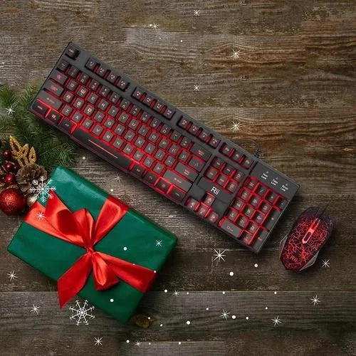  Rii RK108 Gaming Keyboard and Mouse Set 3-LED Backlit 4 DPI 1200/1600/2400/3200 — product photo