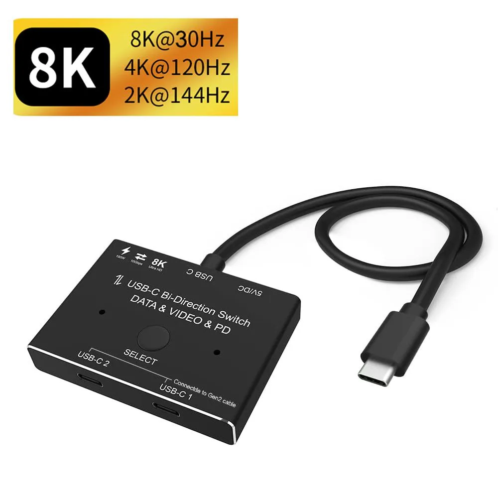 ESTONE ESTONE TJ-A034 USB-C 2-port video switch 8K@30Hz PD 100W — product photo