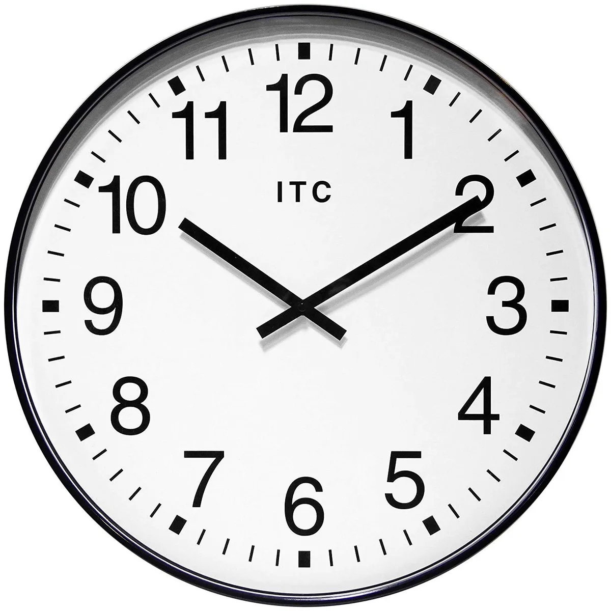 19 inch black and white wall clock with black resin frame and white dial