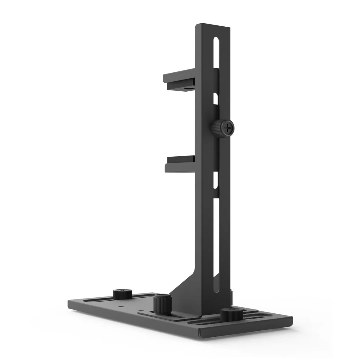 Black metal GPU support bracket with adjustable screw mount for PSU shroud or fan holes