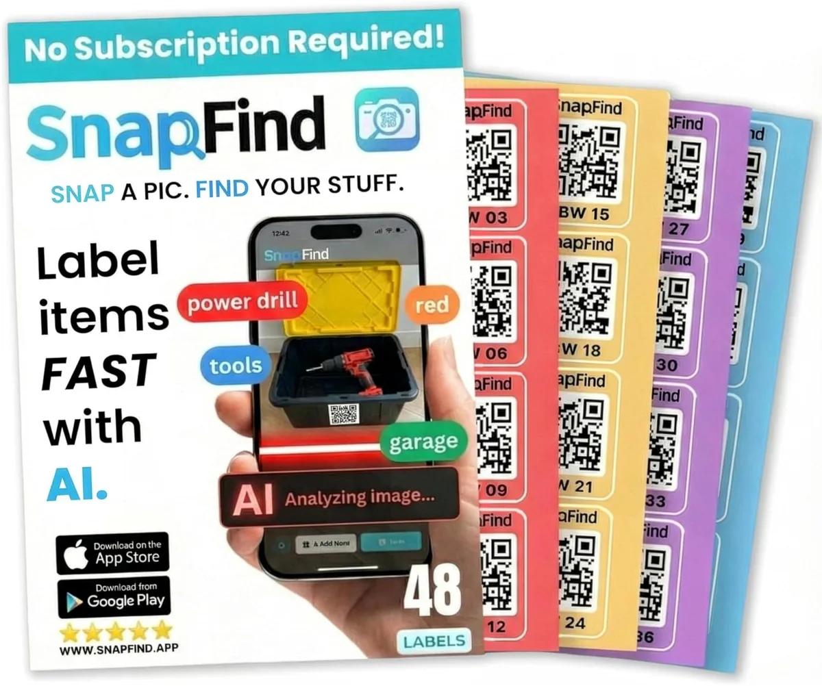 Pink plastic square QR code stickers in multicolored pack of 48