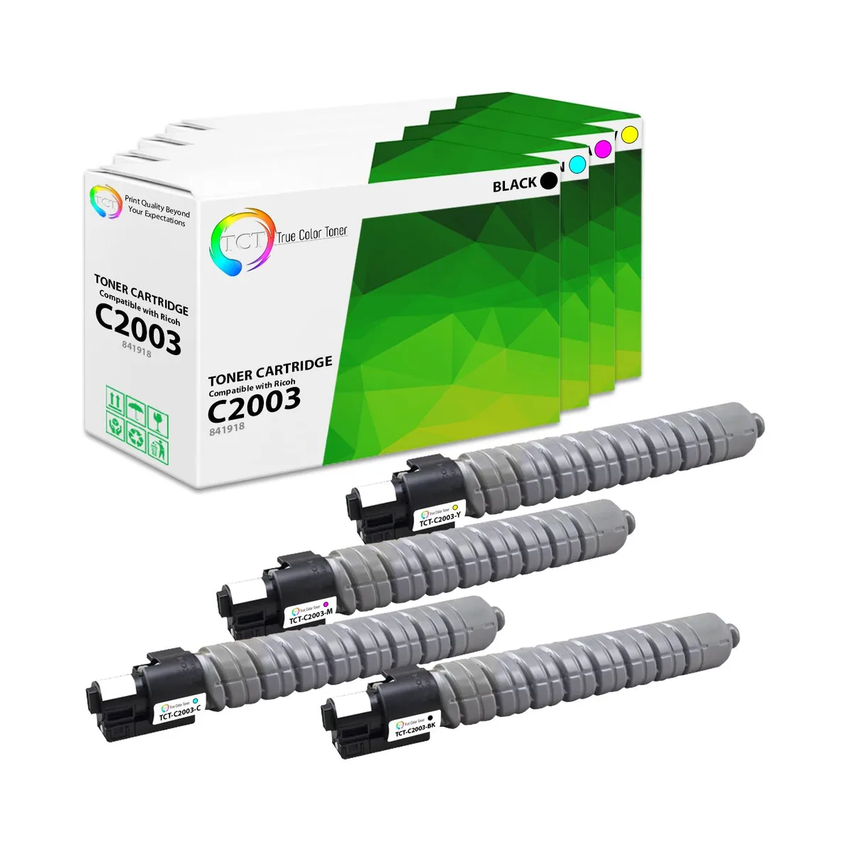 True Color Toner True Color Toner 4 Pack Toner Cartridge 4 Colors for Ricoh Aficio MP C2000 2500 3000 — product photo