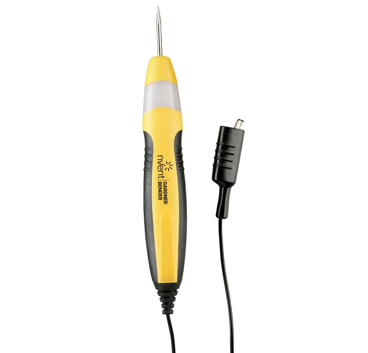 Yellow handheld continuity tester with 36 inch lead and alligator clip