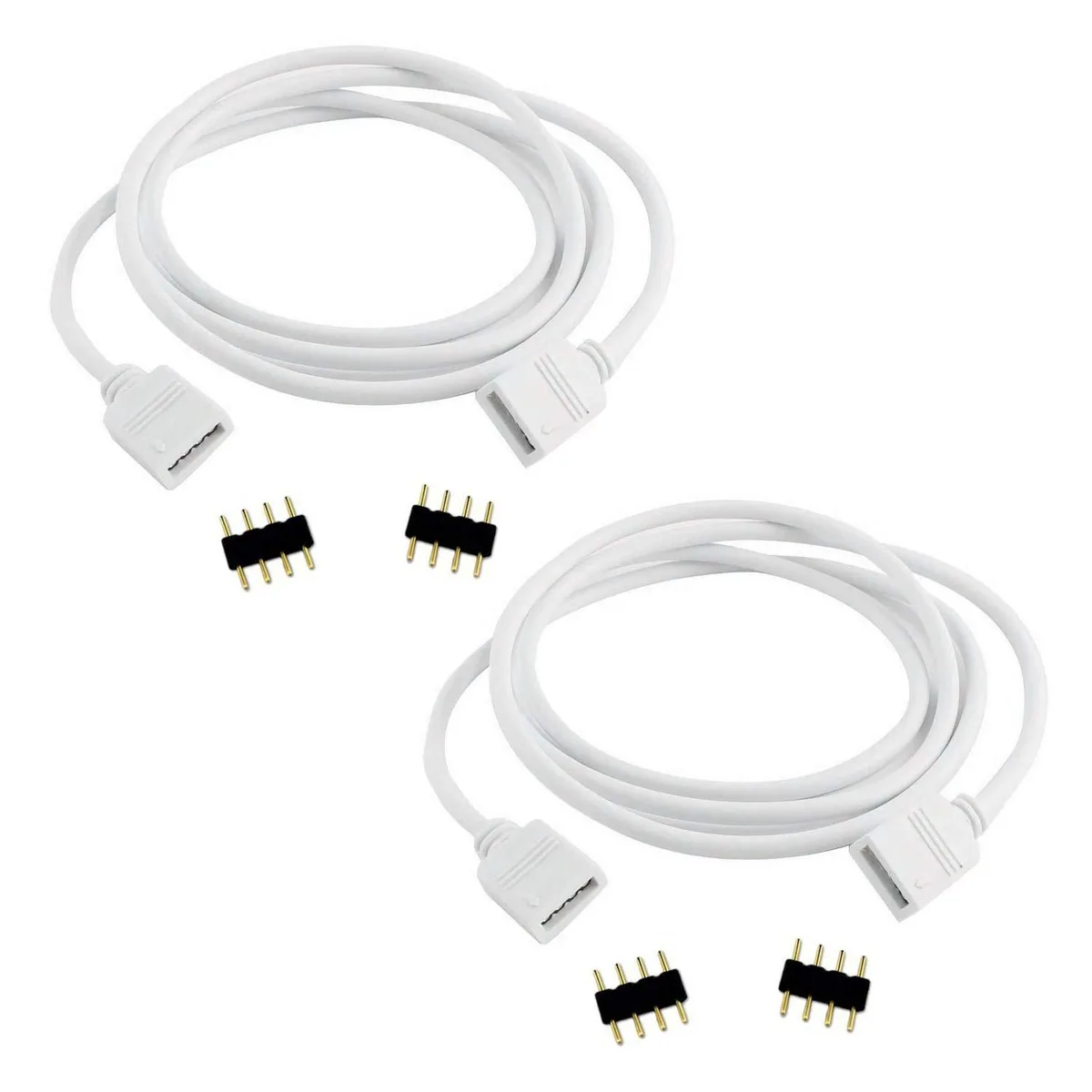 RGB LED Strip Extension Cable 4 Pin 1m 3.3ft 2pcs with 4 Male Plugs — product photo