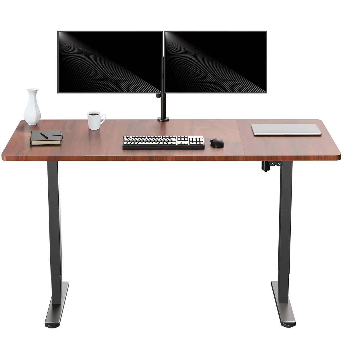 VIVO VIVO Electric Stand Up Desk 60 x 30 Dark Walnut Black Frame — product photo
