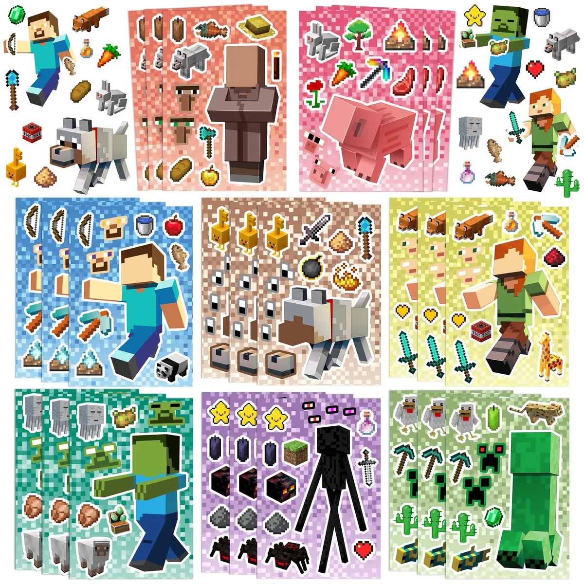 InBoxxarty InBoxxarty Minecraft DIY Face Stickers 8 Designs Purple Yellow Party Supply — product photo