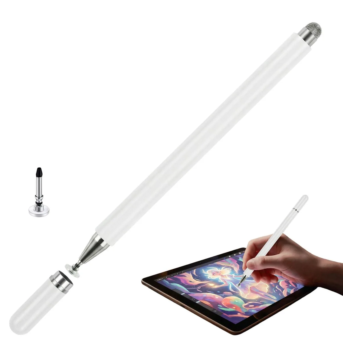  MXCOIRTP 2-in-1 Magnetic Disc &amp; Fiber Tip Stylus White — product photo
