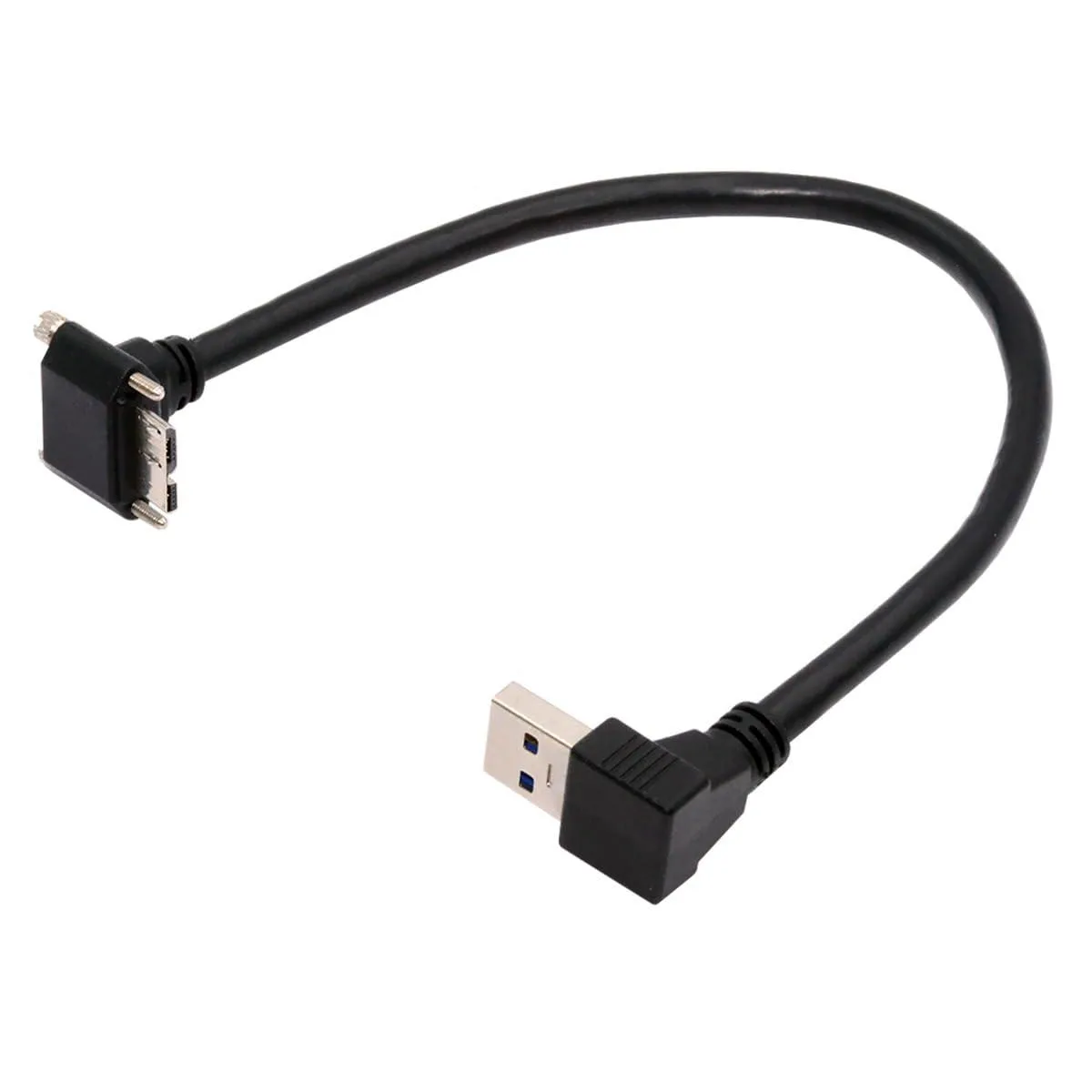 Fervit Fervit USB 3.0 A 90° Down Angled Male to Micro-B 3.0 Down Angled Locking Screw Cable 25cm — product photo