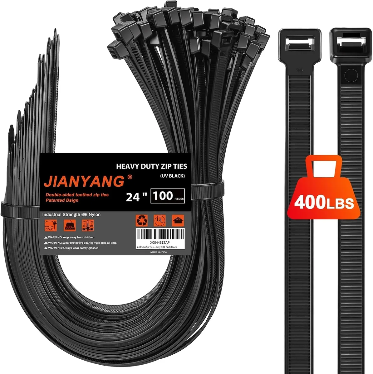 Ennovor Ennovor Heavy-Duty Cable Ties 24 in 400 lb 100 Pack Black — product photo