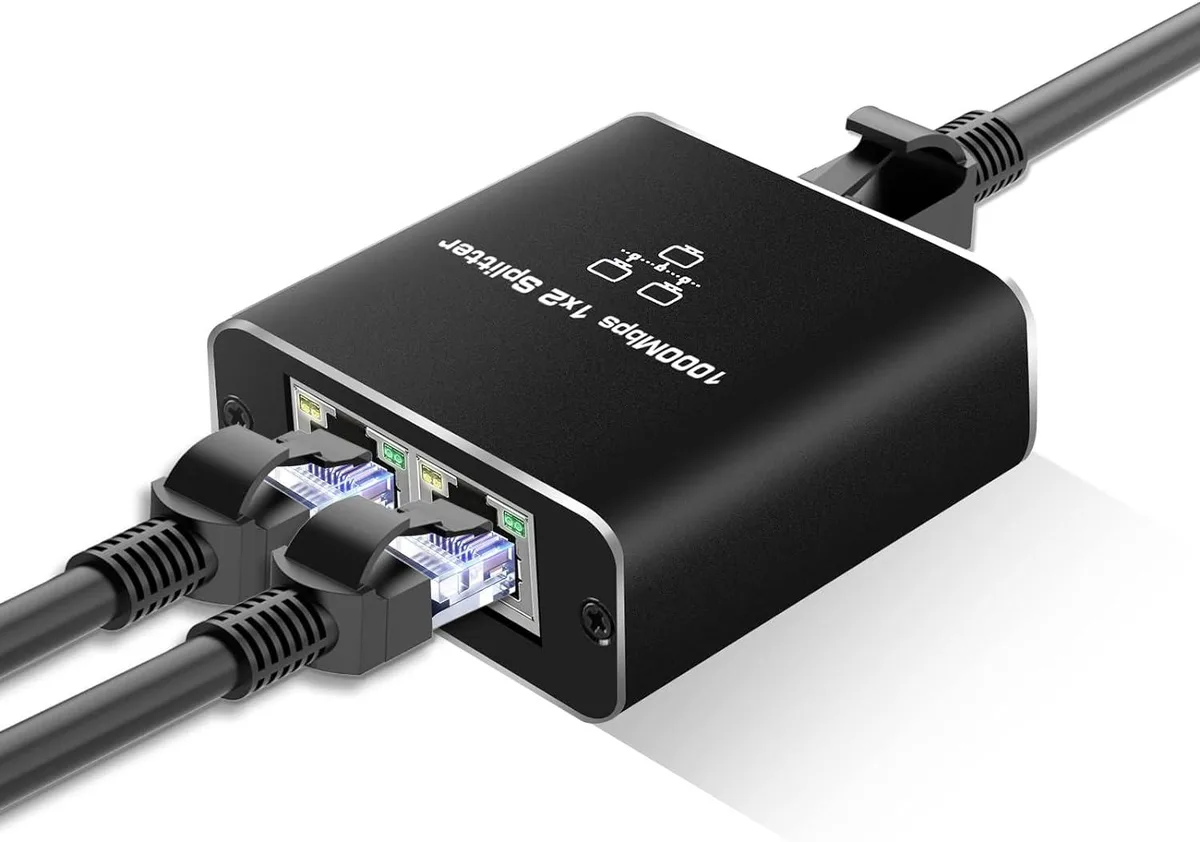 AUTYUE AUTYUE RJ45 Ethernet Splitter 1 to 2 USB Powered 1000Mbps Black — product photo