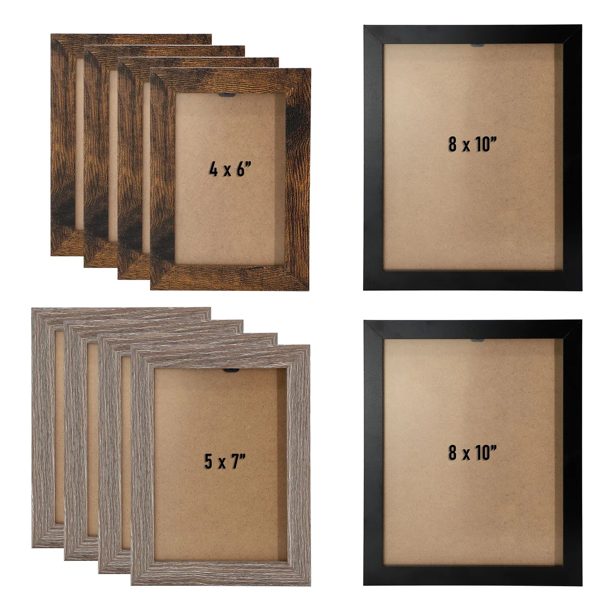 MegaChef MegaChef 10 Piece Wood Picture Frame Set Black Brown — product photo