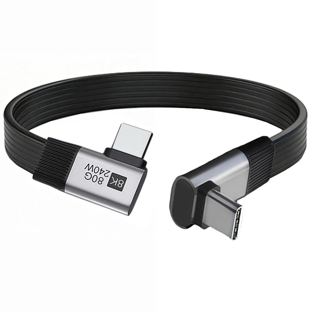 Fervit Fervit USB5.0 80Gbps 240W 16K 8K 60Hz Flat Slim FPC Male-Male Up to Right 90° 20cm — product photo