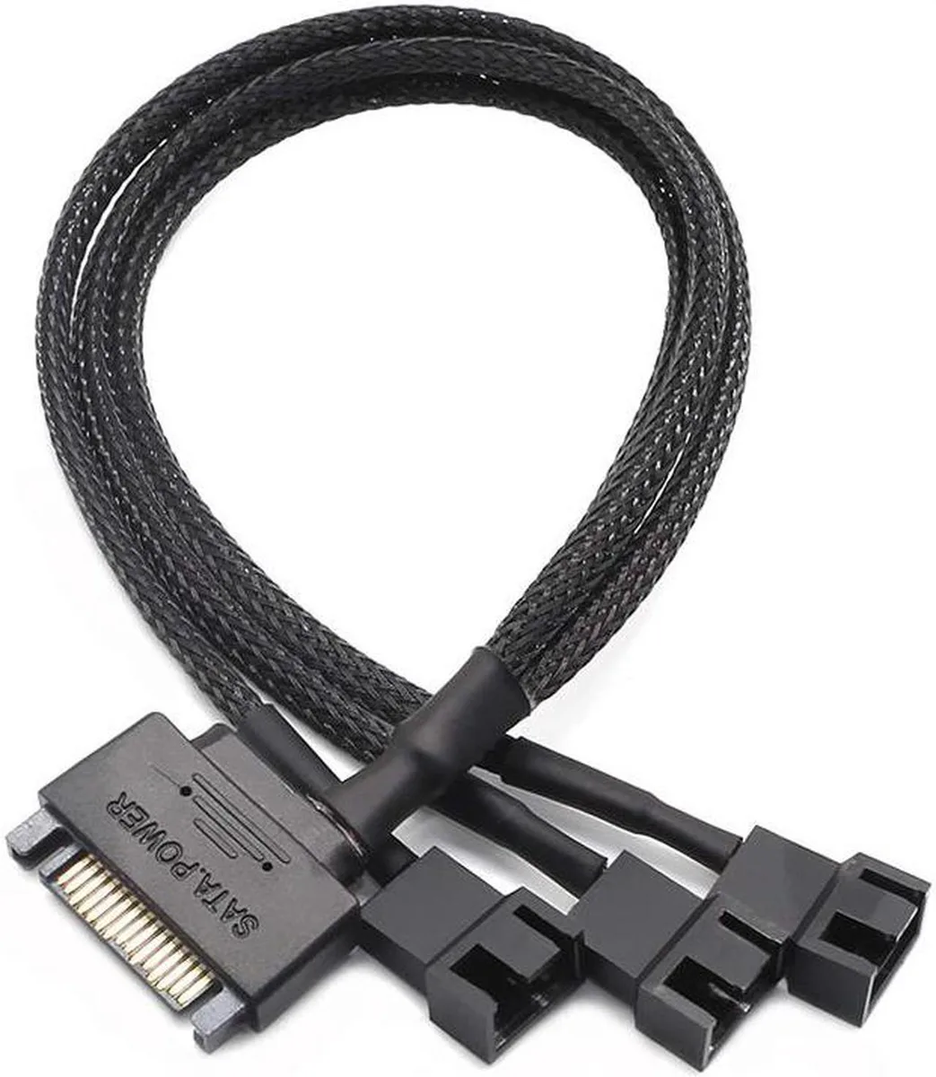 Vszerda Vszerda SATA to 2x 3-pin 4-pin fan power splitter cable 10 inch black — product photo