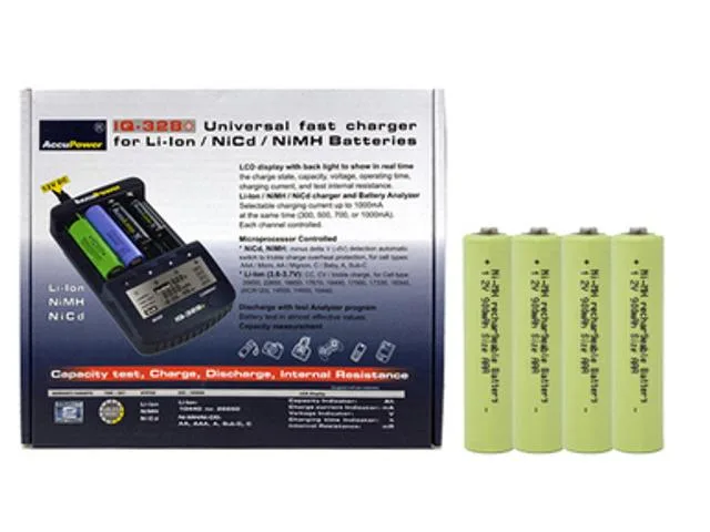 DUSLAN DUSLAN IQ-328 AA AAA LCD charger 4 AAA NiMH 900 mAh standard battery — product photo