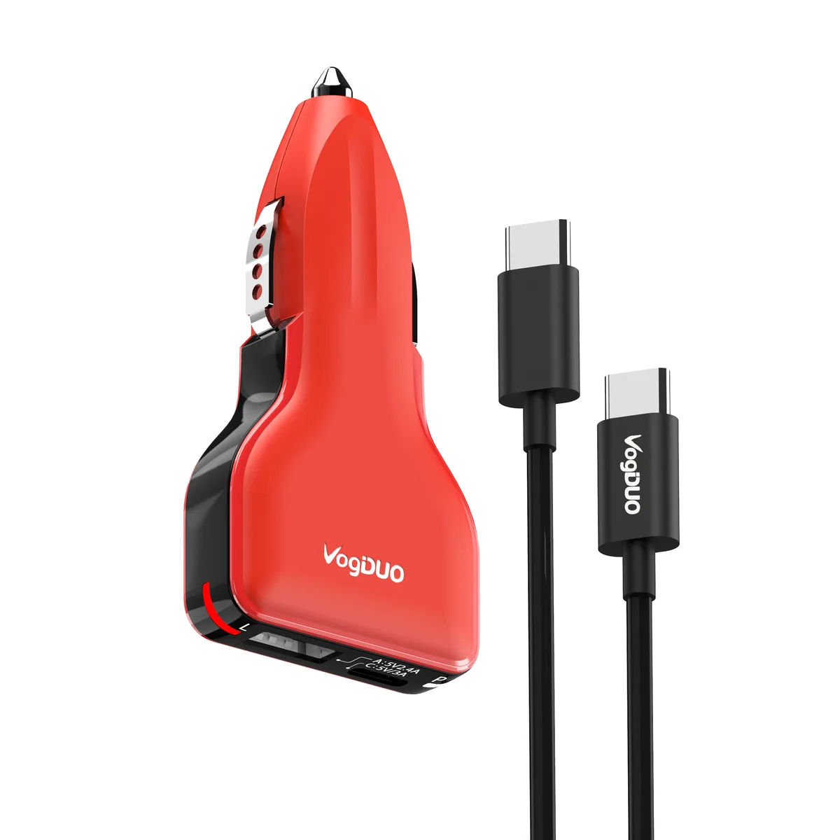 VogDUO International Corp. VogDUO International Corp. USB-C Car Charger 57W Red 1 ft Cable — product photo