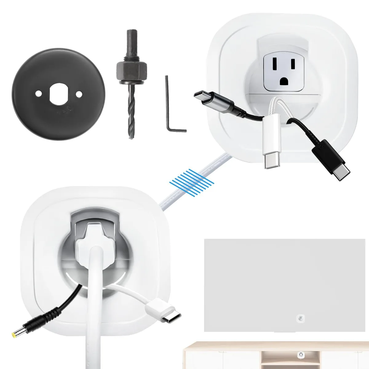  Tensilearm TEDXGLQ01 In-Wall Cable Management Kit, White — product photo