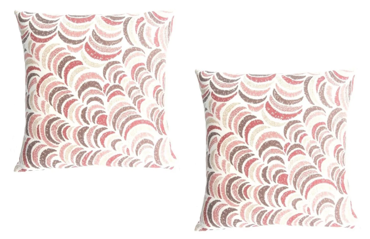 Two red square pillow covers with festive slice print, envelope closure, cotton blend