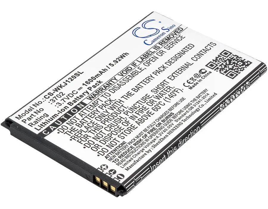 Rectangular replacement battery with black plastic casing and connector terminals
