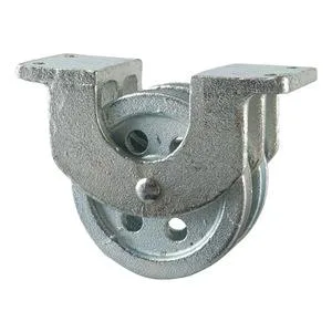 Electro-galvanized steel double pulley block, bolt-on, 3/16 in max cable
