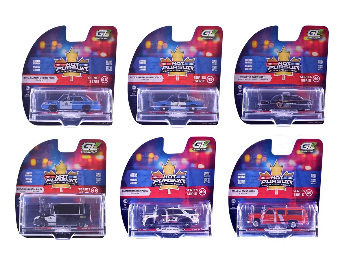 GREENLIGHT GREENLIGHT Hot Pursuit Canada Special Edition 6 Car Set 1/64 Diecast — product photo