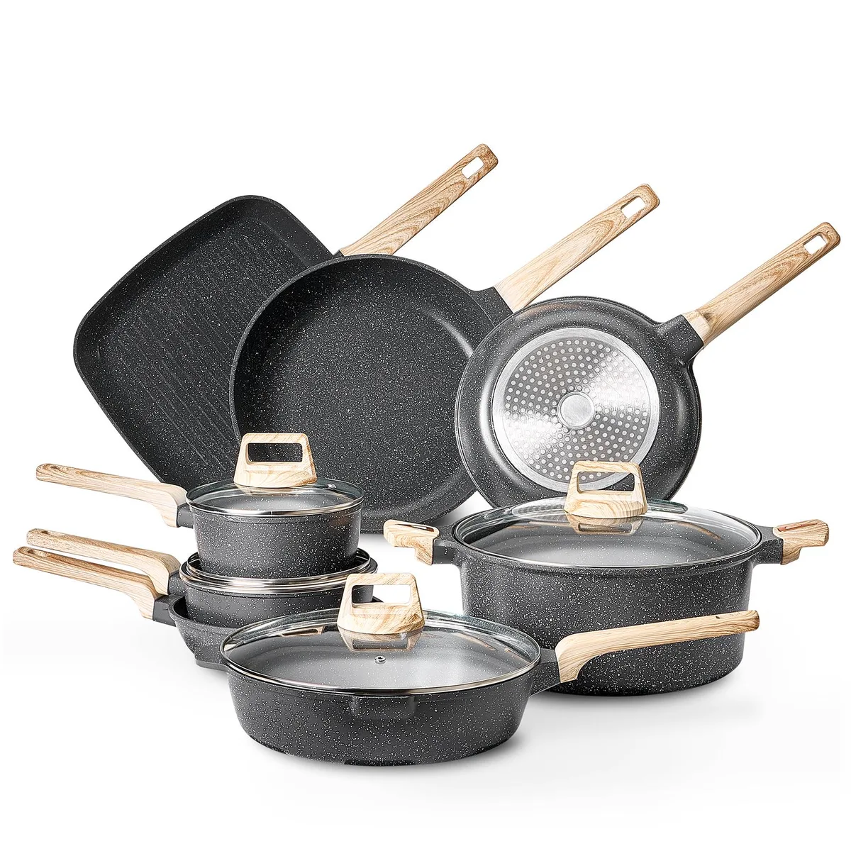 VEVOR VEVOR 19 Piece Pots and Pans Set Black — product photo