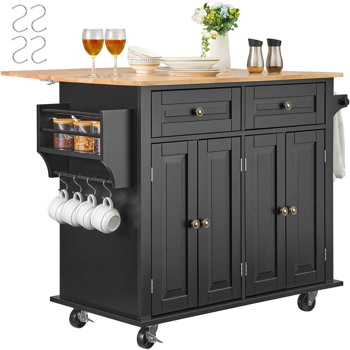 VEVOR VEVOR Kitchen Island Cart 43" Black SR191276-1 — product photo
