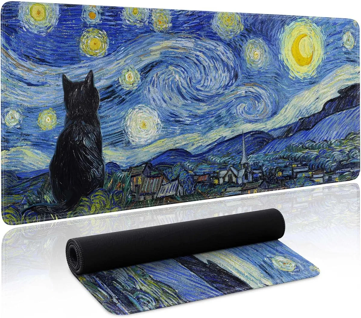 SMY Lighting SMY Lighting Starry Night Cat Mouse Pad 31.5 x 11.8in 3mm Blue — product photo