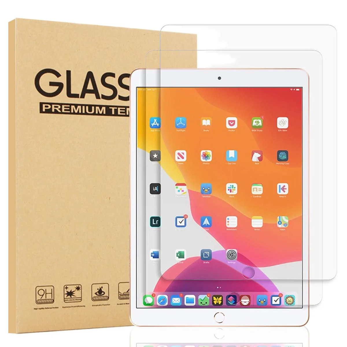 Two clear tempered-glass screen protectors for 10.2-inch iPad