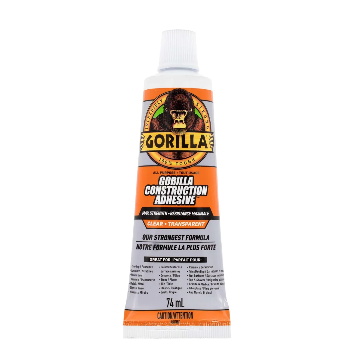  Gorilla 105044 Max Strength Construction Adhesive Clear 2.5 oz — product photo