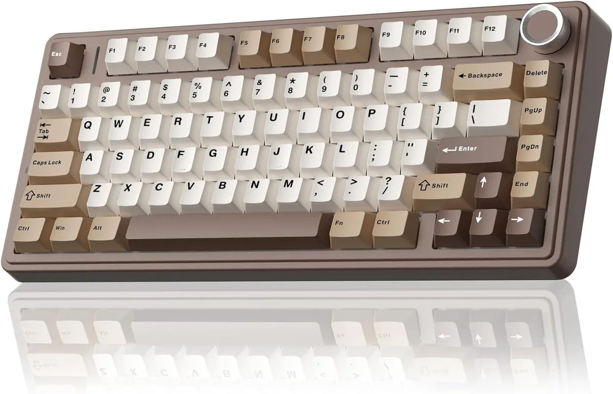 TUKO TUKO 75% Wireless Mechanical Gaming Keyboard White Brown 4000mAh 2.4GHz BT5.0 Hot-swap — product photo