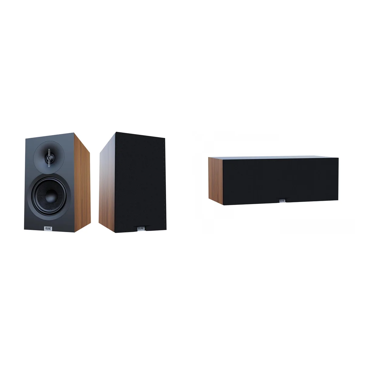Elac Elac Debut 3.0 Walnut 5.25" Bookshelf &amp; Center Speaker Bundle — product photo