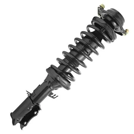 Unity 11128 front right complete strut assembly, silver metal coil spring and damper unit with top mount