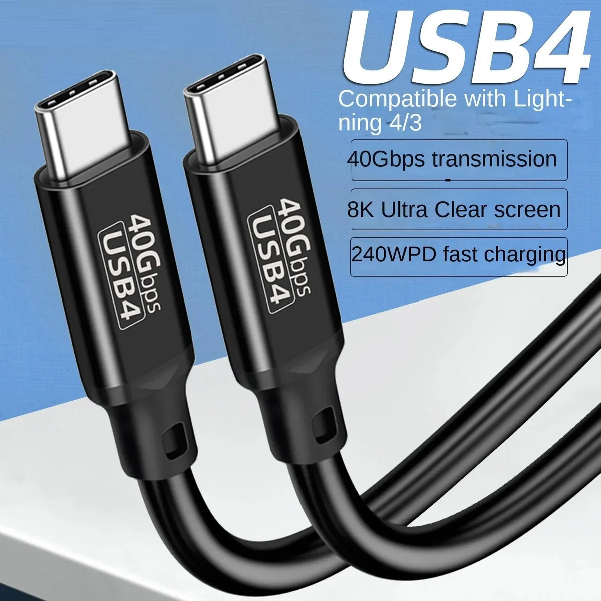 Jansicotek Jansicotek PQ003 USB4 cable 240W 40Gbps 8K@60Hz 1.6Ft — product photo