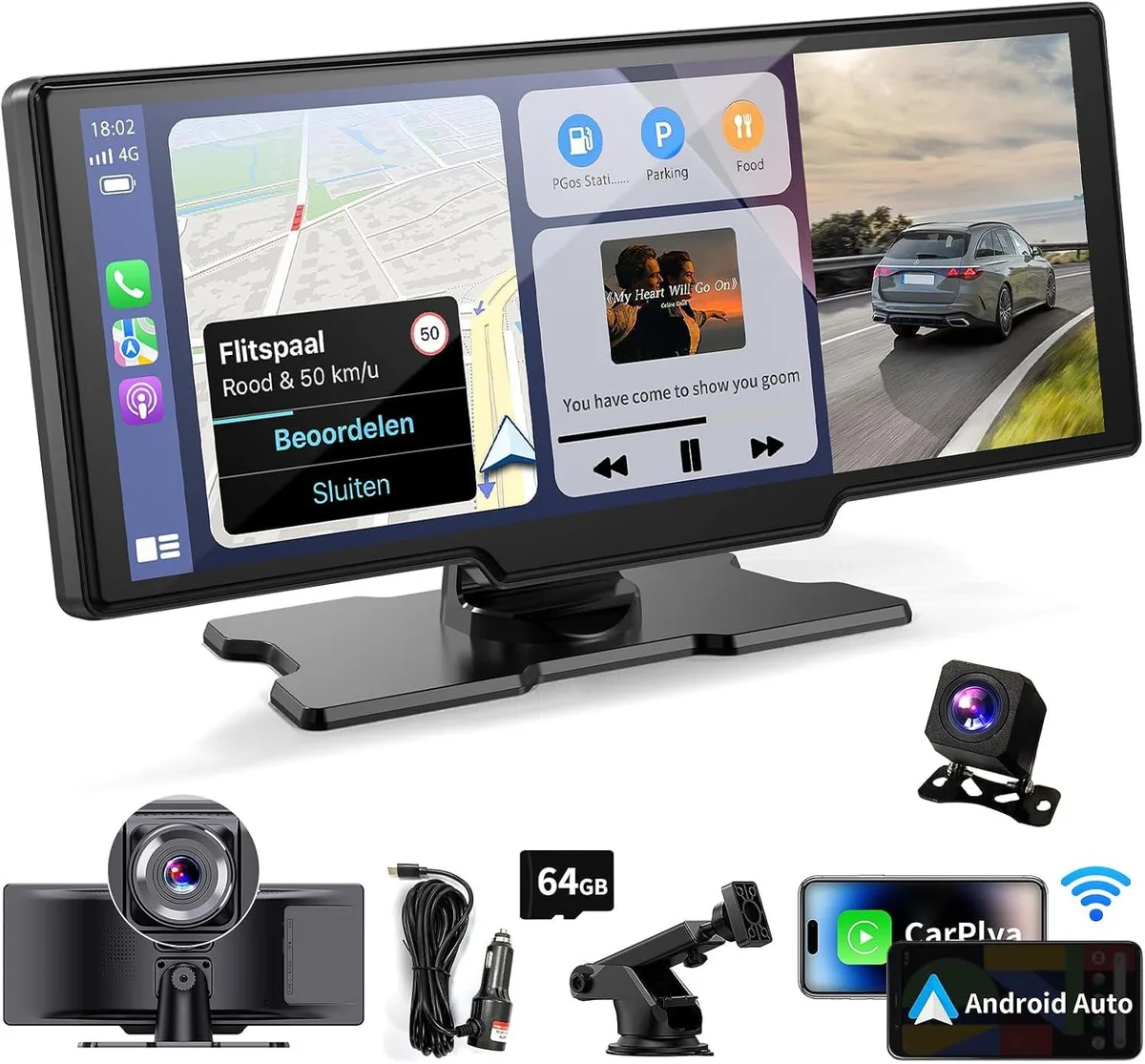 WUQ WUQ 10.26 Inch Wireless CarPlay Screen with 4K Dash Cam — product photo