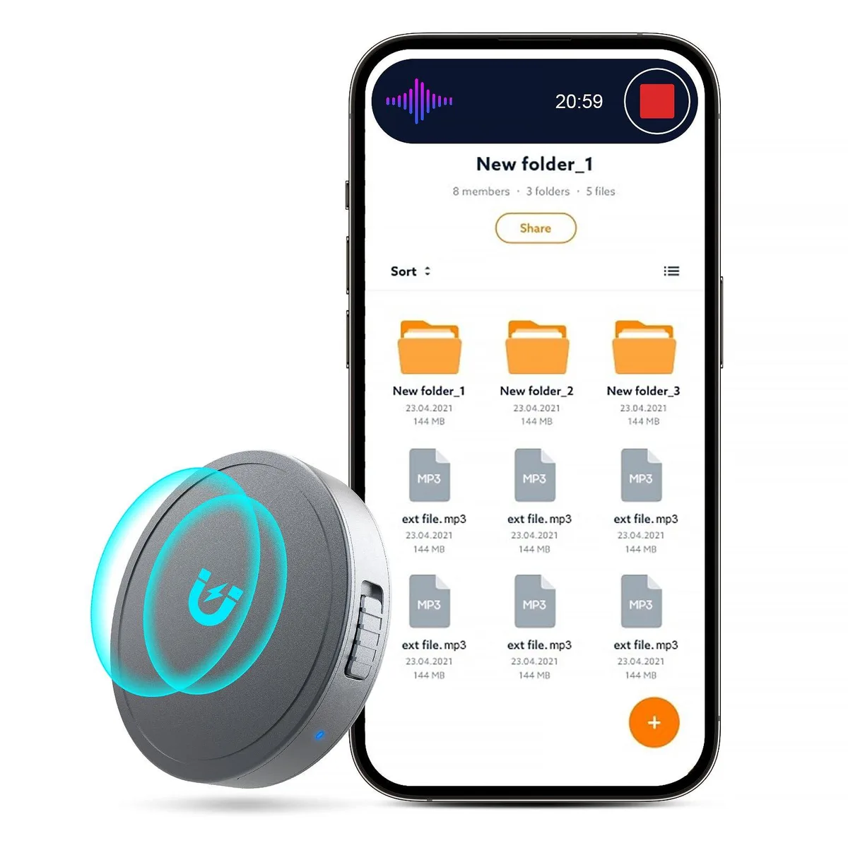  Nanezan MANYACEM 128GB Magnetic Voice Recorder 70h — product photo