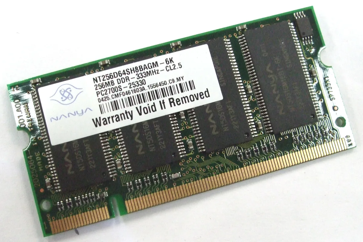 Nanya Nanya 256MB PC2700 333MHz DDR CL2.5 SODIMM memory upgrade — product photo