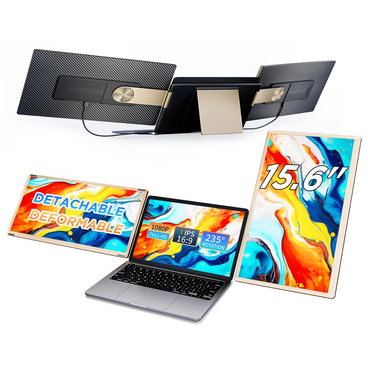 Laptomo Laptomo 15.6" Triple Portable Monitor Detachable 1080P IPS 60Hz — product photo