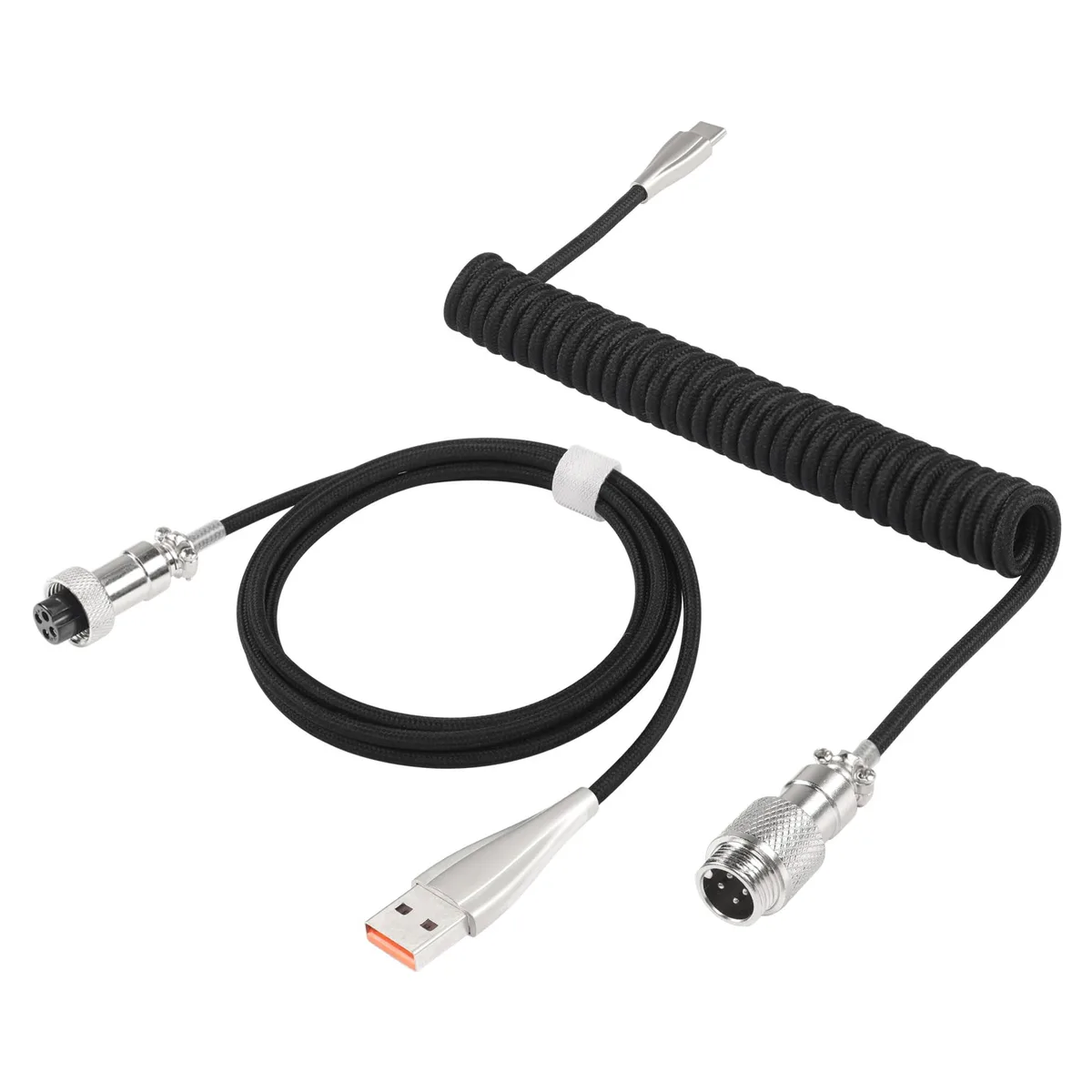 BUCIER BUCIER Coiled Keyboard Cable Type-C to USB-A GX12-4Pin Black 1.4m — product photo
