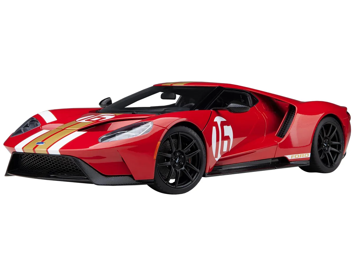 Autoart Autoart Ford GT Heritage Edition #16 "Alan Mann" Red Metallic Gold Stripes 1/18 hobby collectible — product photo
