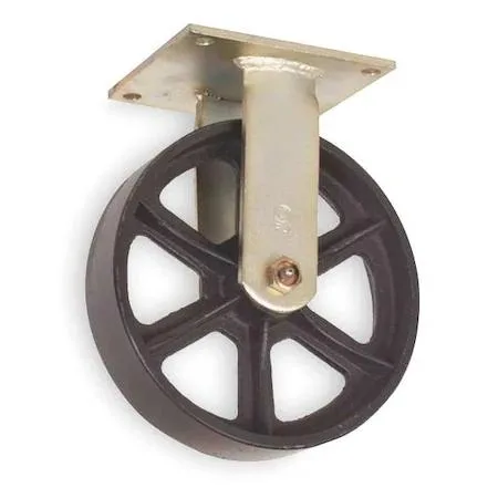 Black iron rigid plate caster with five-inch wheel