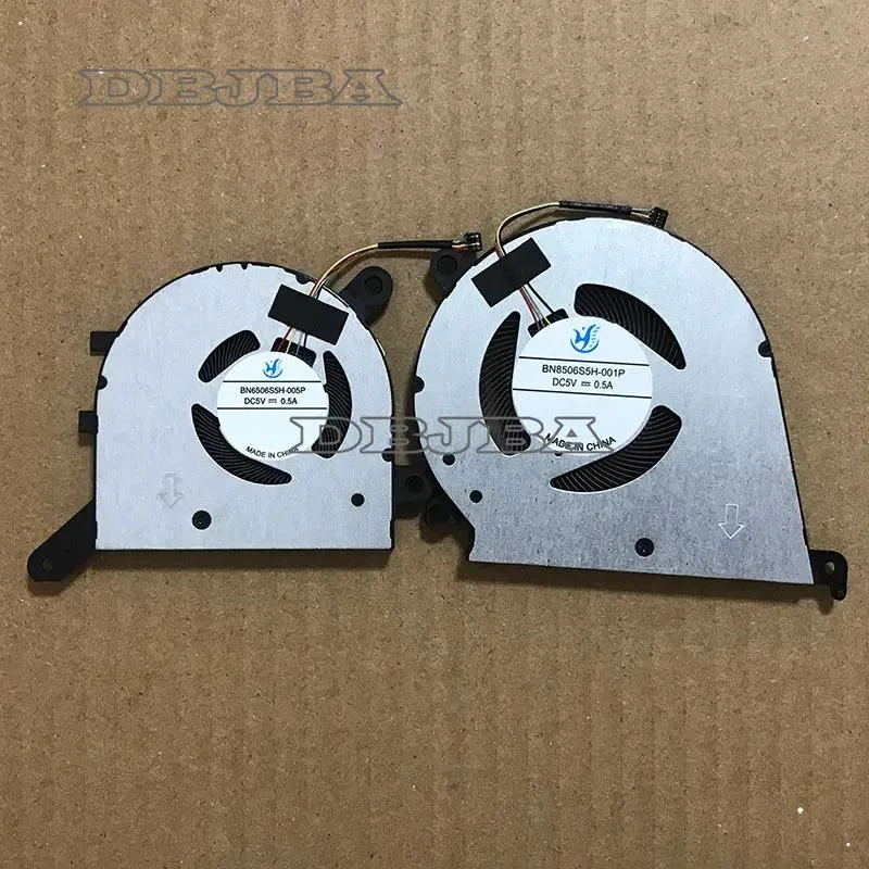 Small black laptop cooling fan with plastic frame and visible blades