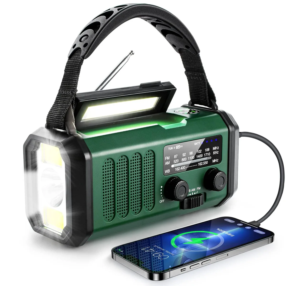 Leaton XSY-330 Emergency Radio 10000mAh AM/FM/NOAA Solar Hand Crank — product photo