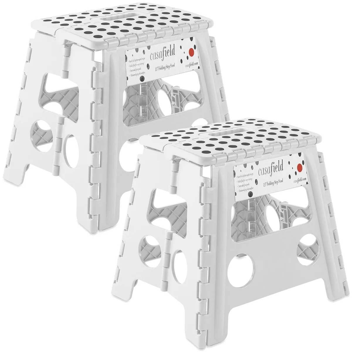 Casafield Casafield 13" Folding Step Stool with Handle (Set of 2), White — product photo