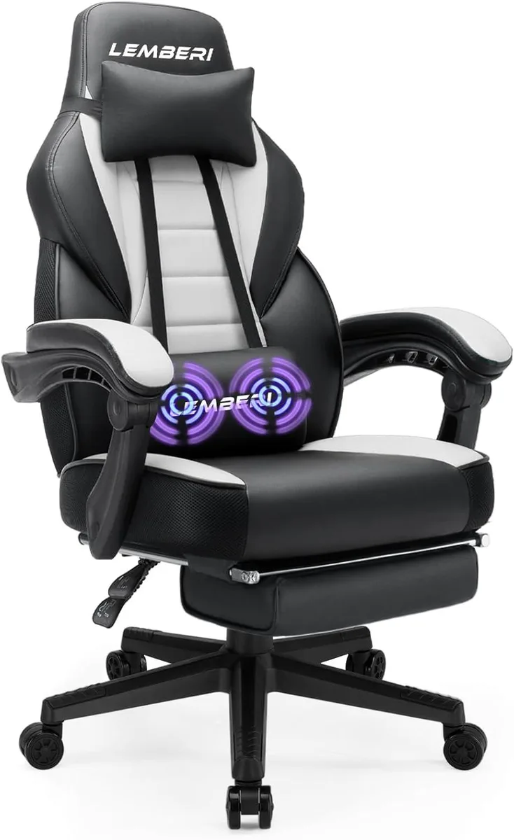 Vitesse Vitesse Gaming Chair White 400lb Footrest 90-160° — product photo