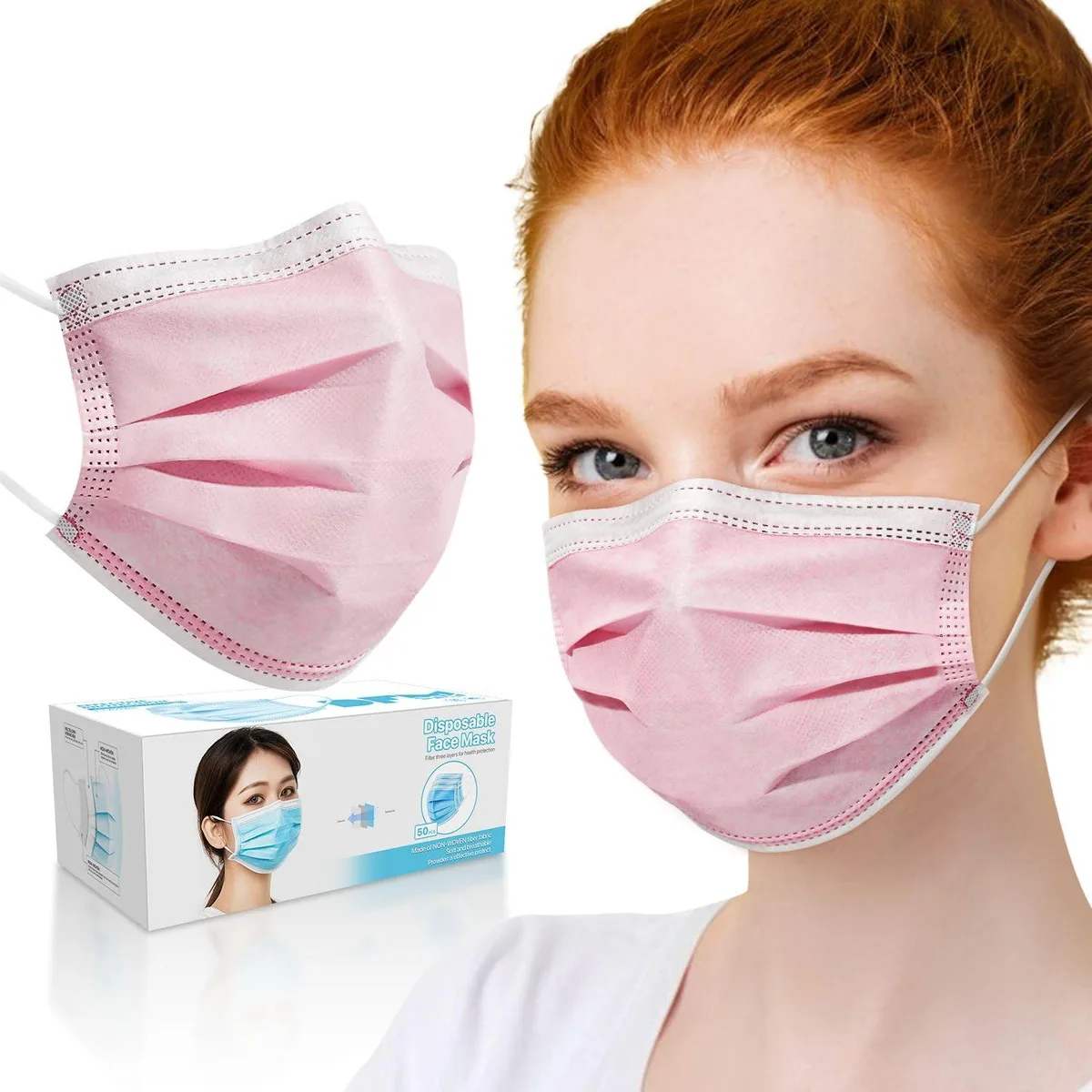  PM PERFORMOTOR Fsm50 Personal Protective Equipment 50 Pack Pink 3 Ply P2 — product photo