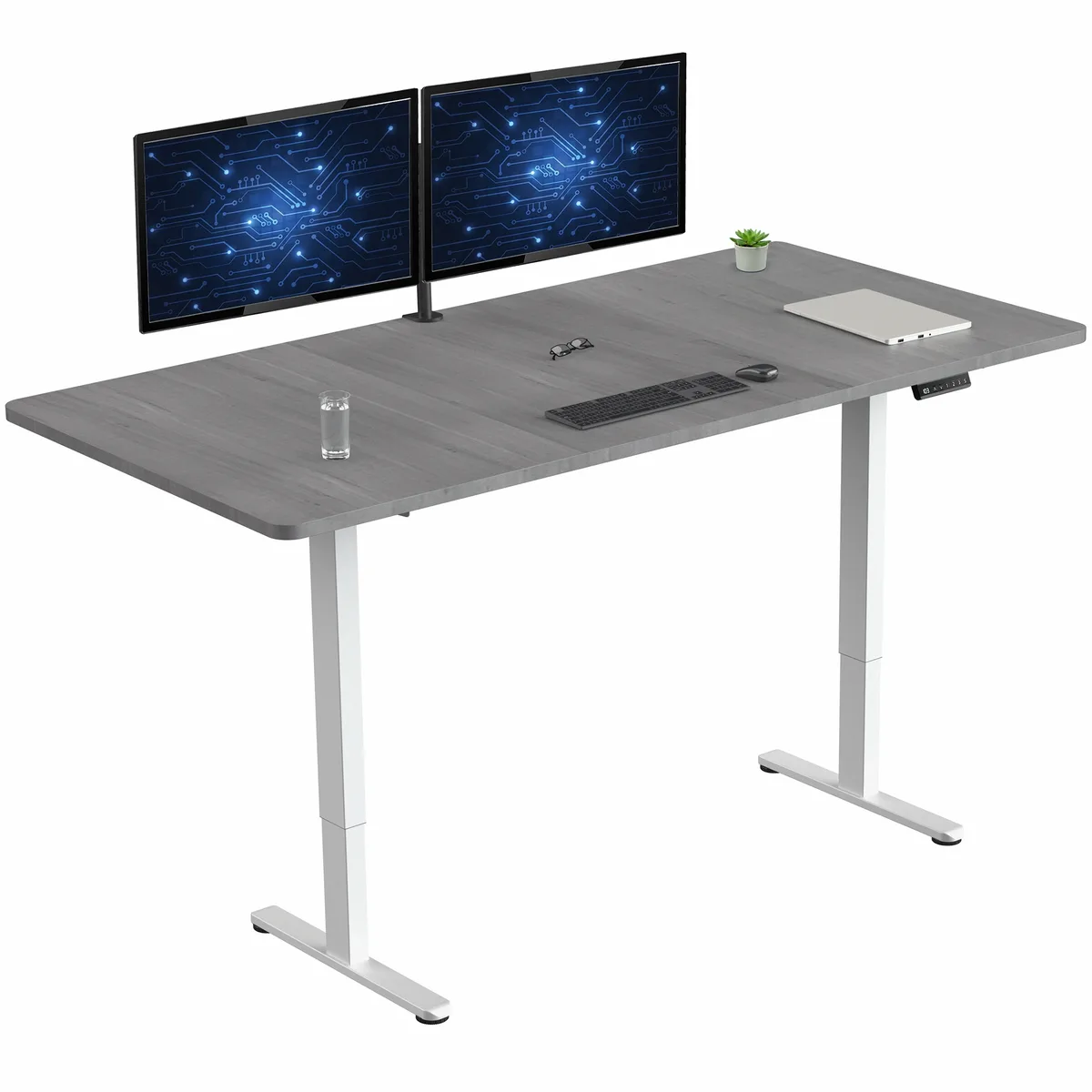 VIVO VIVO Electric Dual Motor Standing Desk 71 x 36 Dark Gray White Frame 220 lbs — product photo