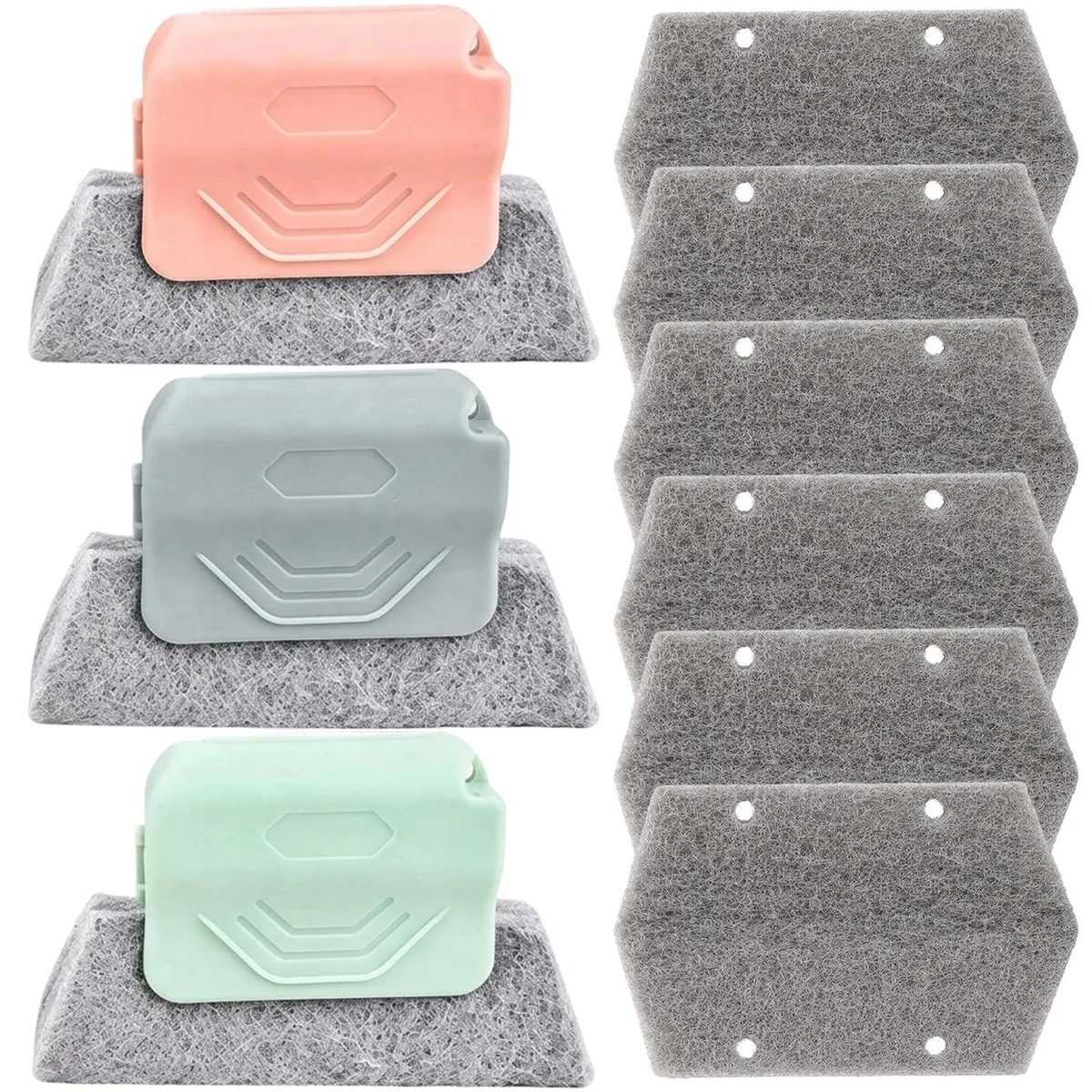 3M Magic Window Track Cleaner 9-piece set with 6 replacement pads