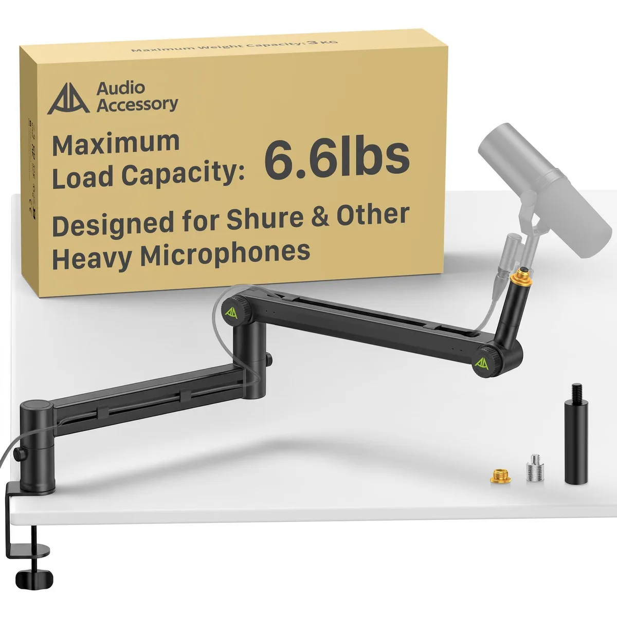  AA AUDIO ACCESSORY ABA01 Low Profile Mic Boom Arm 780mm 6.6lbs Gear Lock — product photo