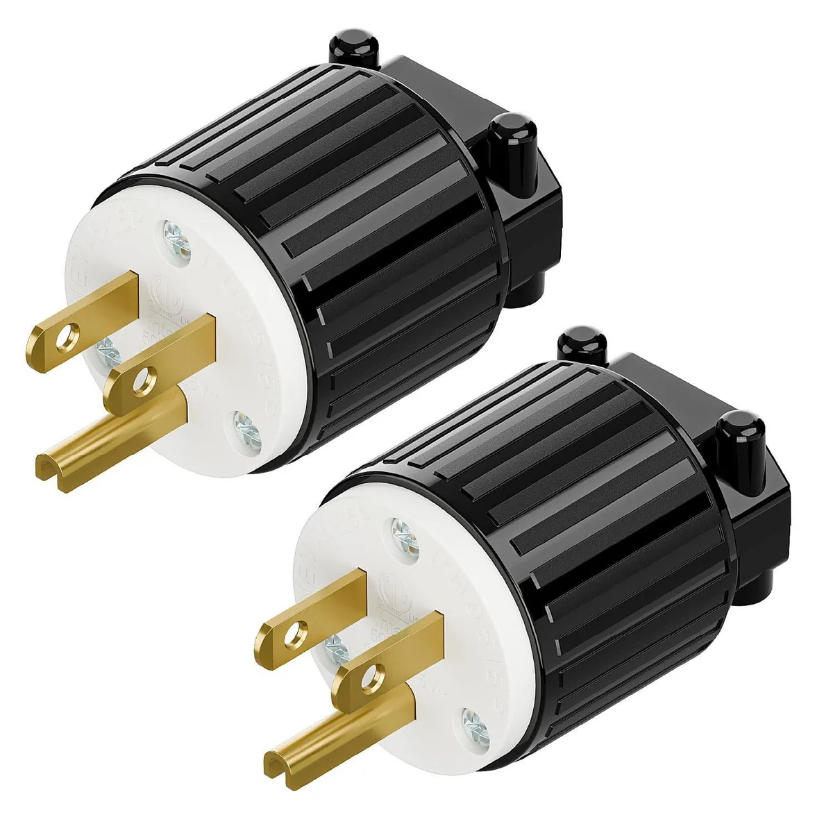 LORDWORLD LORDWORLD NEMA 5-15P 15A 125V Plug 2-Pack Black White — product photo